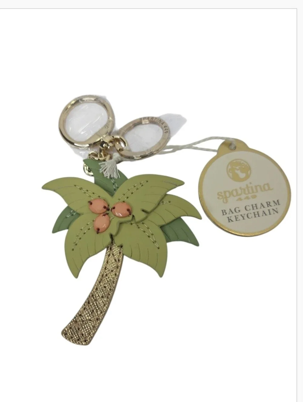Spartina 449 Key Chain Bag Charm Palm Tree Green NEW